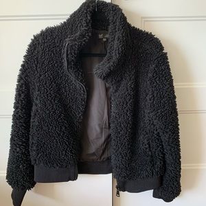 Zara teddy jacket in black